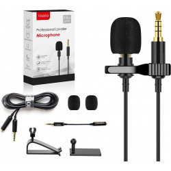 Universal Professional Lavalier Microphone Omnidirectional Mic for Smartphone, PC, Laptop, Camera, D